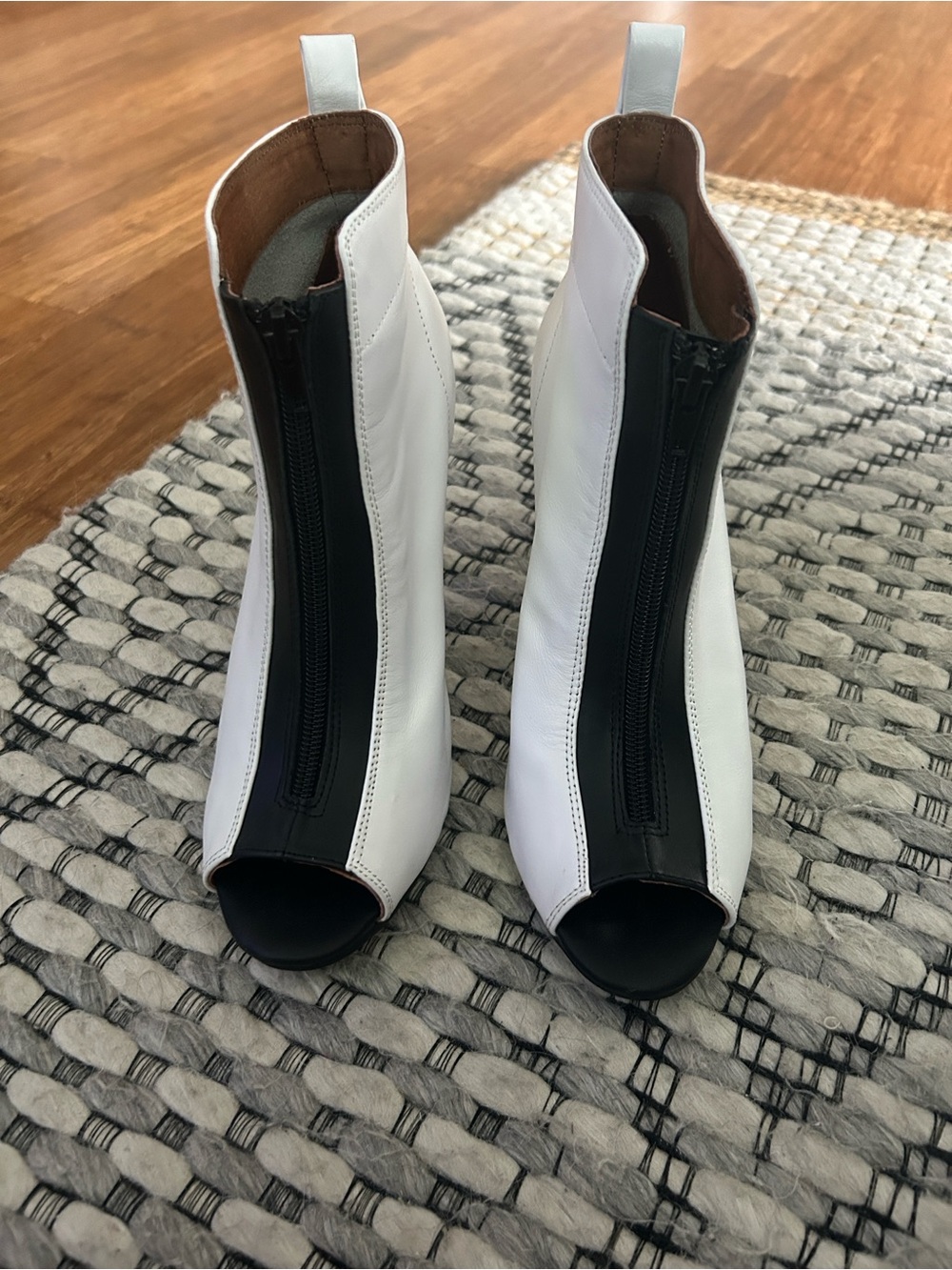 Kobe Husk Black & White Zip-Up Open Toe Booties